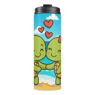 Garrafa Térmica Tartarugas de Amor   Casal de desenho