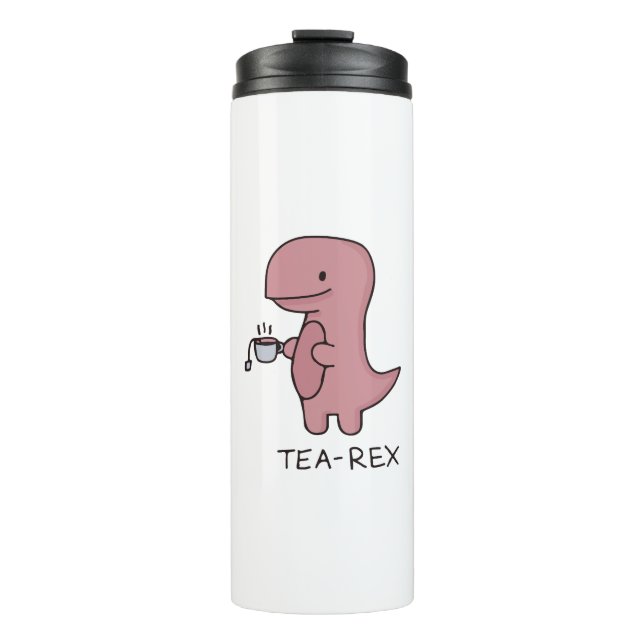 Garrafa Térmica Tea-Rex, Dinossauro Fofo, T-Rex Engraçado (Frente)