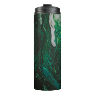 Garrafa Térmica Teal and white abstract painting