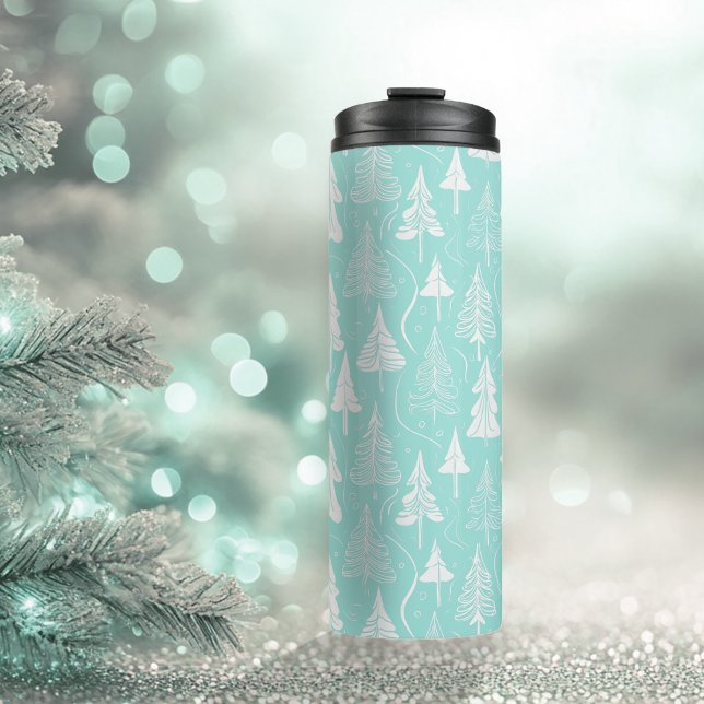 Garrafa Térmica Teal Christmas Tree Pattern#6 ID1009 (Criador carregado)