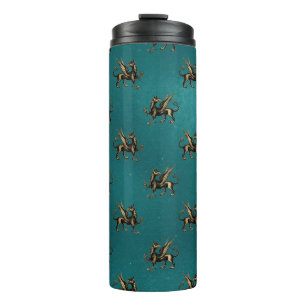 Garrafa Térmica Teal e Dourado Heraldic Griffon