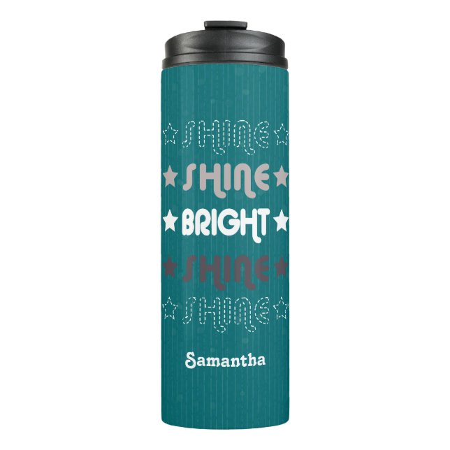 Garrafa Térmica Teal Shine. Brilhante. Brilhante. Brilhante. Brilh (Frente)