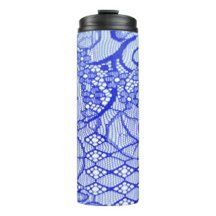 Garrafa Térmica Tecido de cadarço em azul. Patch Real Azul De Col