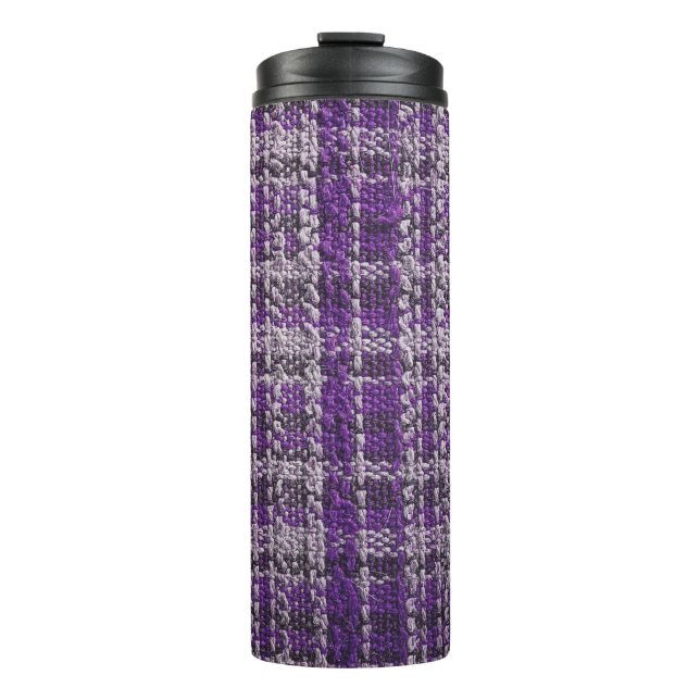 Garrafa Térmica Tecido de tartã roxo: fundo texturizado. (Frente)