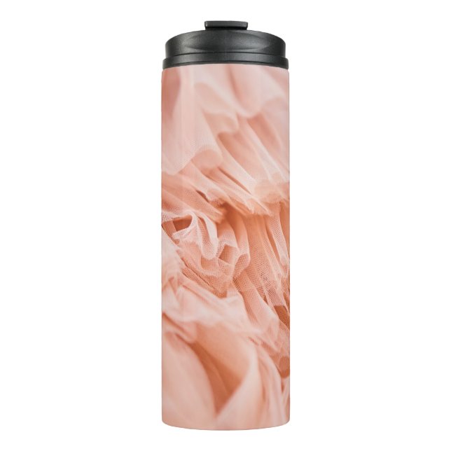 Garrafa Térmica Tecido rosa macio em cores pastel. Tecidos  (Frente)