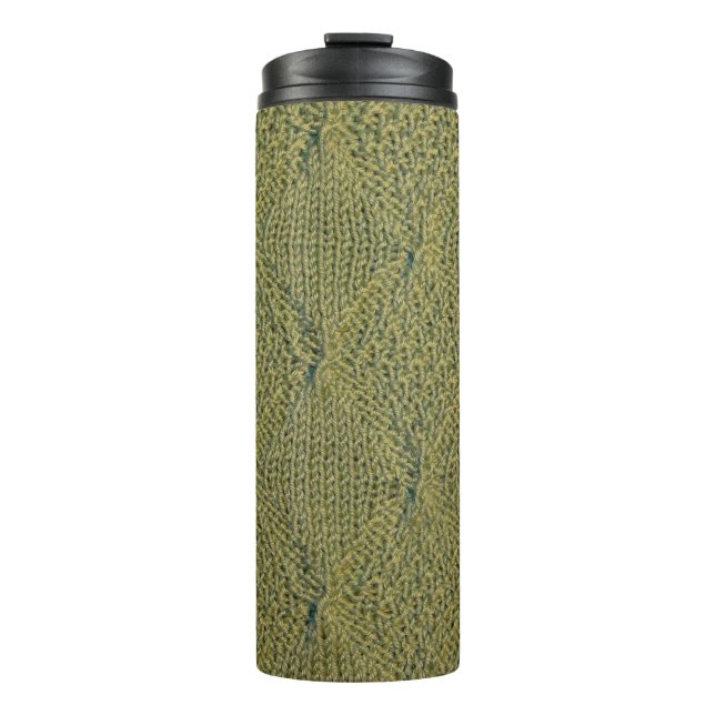 Garrafa Térmica tecido verde de malha, tecido verde de textura tri (Frente)