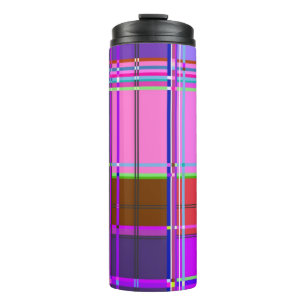 Garrafa Térmica Tecido xadrez rosa padrão de tecido madras