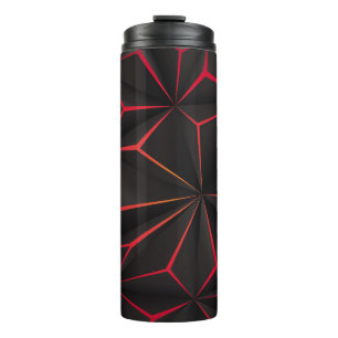 Garrafa Térmica tecnão futurista abstrato negro de polígono vermel