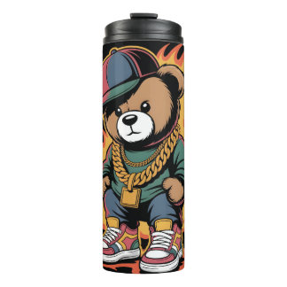 Garrafa Térmica Teddy Bear in Hip-Hop Style with Gold Chains