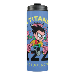 Garrafa Térmica Teen Titans Go! Robin "Truth Justice Pizza"