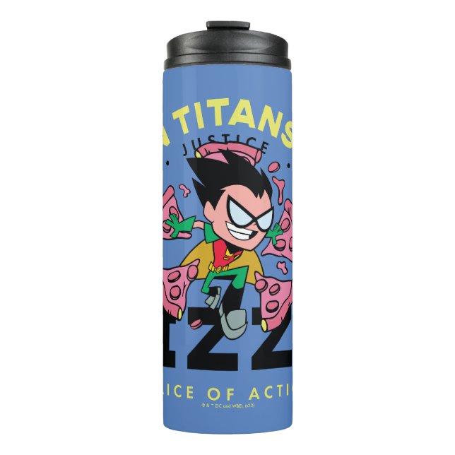 Garrafa Térmica Teen Titans Go! Robin "Truth Justice Pizza" (Frente)