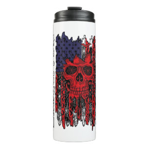 Garrafa Térmica Teia de Aranha Morcegos Bandeira Americana Caveira