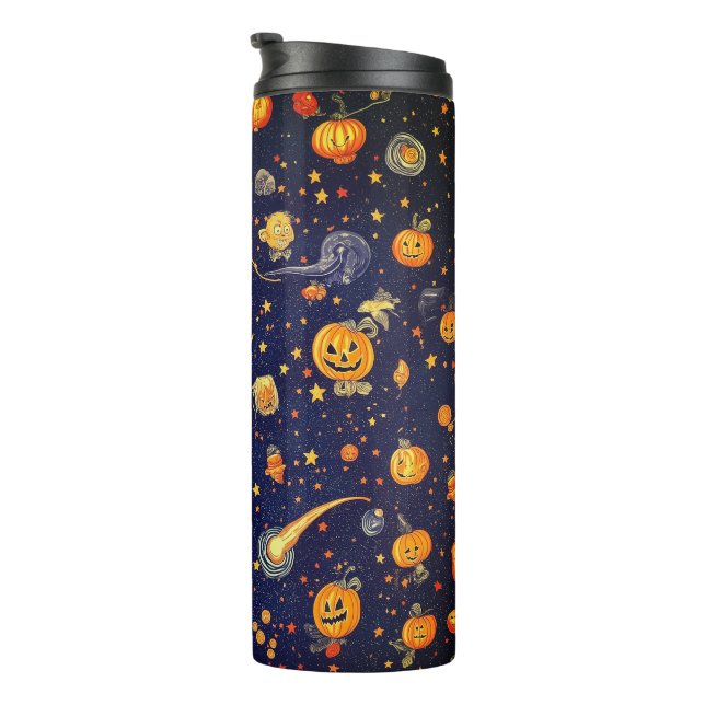Garrafa Térmica Tema Cósmico Spooky com Bompkins do Halloween (Rotação à direita)