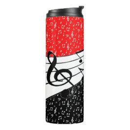 Garrafa Térmica tema musical vermelho e preto