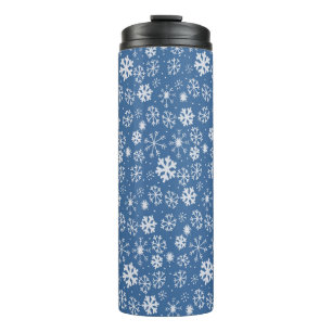 Garrafa Térmica Tempestade de flocos de neve com fundo azul celest