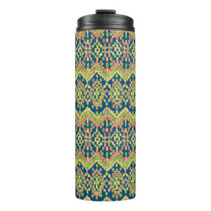 Garrafa Térmica Tendy Ikat Colorful Ethnic Patterno on Blue
