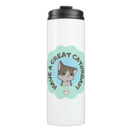 Garrafa Térmica Tenha um excelente no sábado! Cartunista Blue Gree