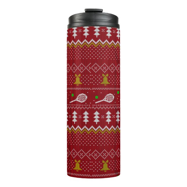 Garrafa Térmica Tênis Natal Doce Padrão Vermelho (Frente)