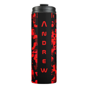Garrafa Térmica Térmica Camuflada Vermelha e Preta Personalizada
