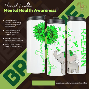 Garrafa Térmica Térmica de conscientização sobre saúde mental