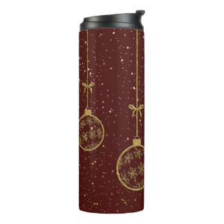 Garrafa Térmica Térmica de Natal Adorno Vermelho e Dourado