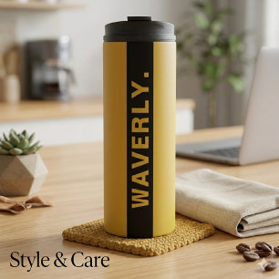 Garrafa Térmica Térmica de Nome Personalizado em Metal Dourado Est