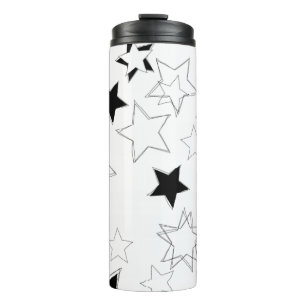 Garrafa Térmica Térmica Estrelas Preto e Branco