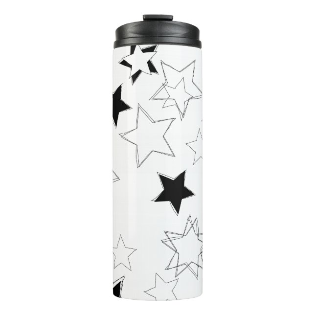 Garrafa Térmica Térmica Estrelas Preto e Branco (Frente)