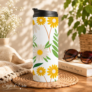 Garrafa Térmica Térmica Floral Branca de Design Natureza Copo