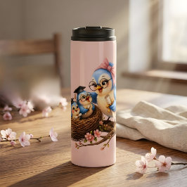 Garrafa Térmica Térmica Graduada Pássaro Rosa Tumbler