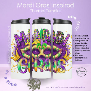 Garrafa Térmica Térmica Inspirada no Mardi-Gras