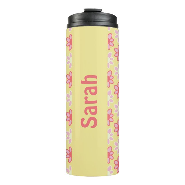 Garrafa Térmica Térmica personalizada de flor retrô (Frente)