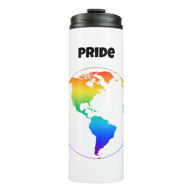 Garrafa Térmica Terra do planeta colorida do arco-íris (Frente)