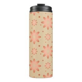 Garrafa Térmica Terracota laranja e bege areia margarida delicada