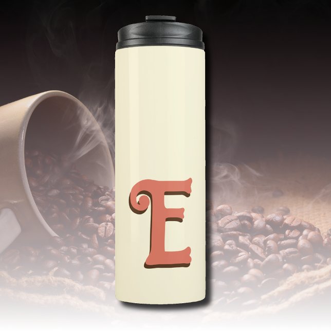 Garrafa Térmica Terracotta 3D Letra Inicial Moderna | Ivory Cream (Criador carregado)