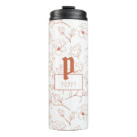Terracotta Floral Monograma Nome Tumbler Térmico