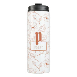 Garrafa Térmica Terracotta Floral Monograma Nome Tumbler Térmico