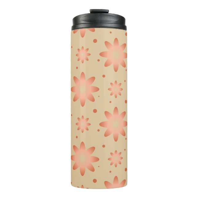 Garrafa Térmica Terracotta laranja e areia bege delicada margarida (Frente)