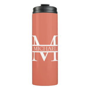 Garrafa Térmica Terracotta Monograma e Nome Elegante Personalizado