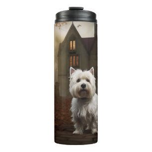 Garrafa Térmica Terrier Branco do West Highland no Halloween Assus