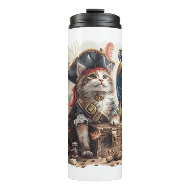 Garrafa Térmica Tesouro de Gato Pirata (Frente)
