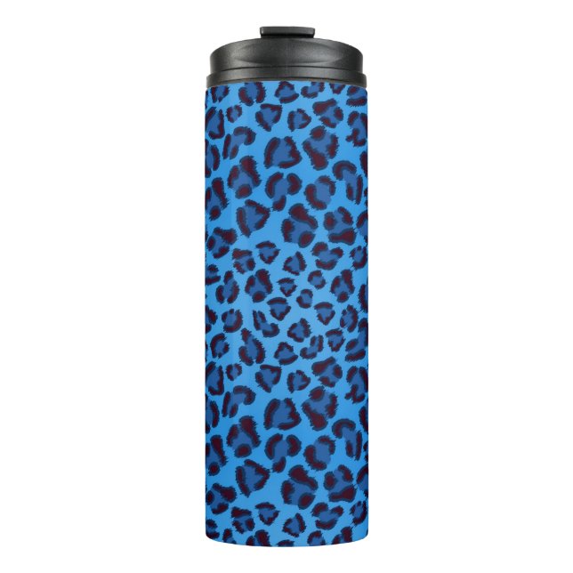 Garrafa Térmica teste padrão azul da textura do leopardo (Frente)