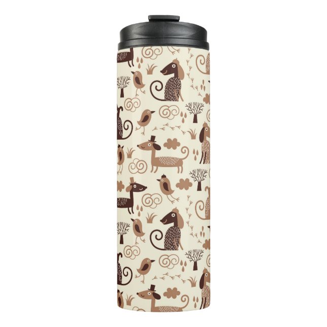 Garrafa Térmica teste padrão com cães bonitos (Frente)