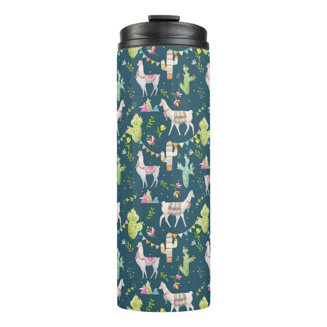 Garrafa Térmica Teste padrão da bandeira do lama da aguarela (Frente)