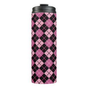 Garrafa Térmica Teste padrão de Argyle no preto e no rosa