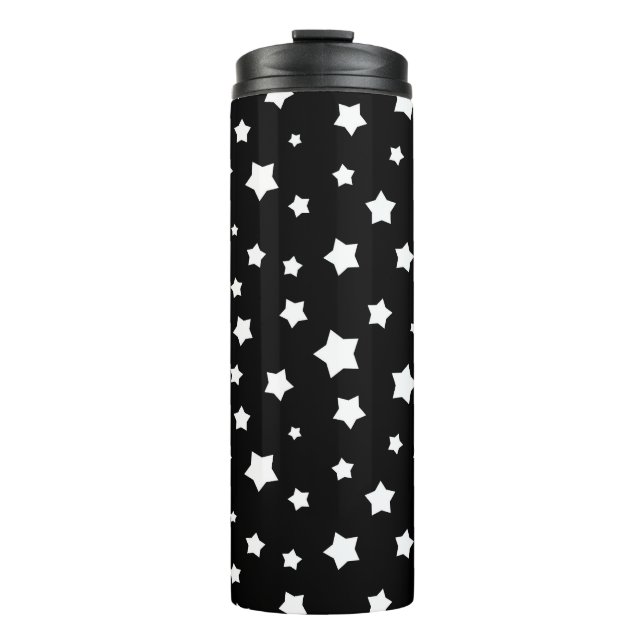 Garrafa Térmica Teste padrão de estrelas preto e branco (Frente)