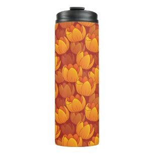 Garrafa Térmica Teste padrão de flor dourado
