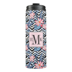 Garrafa Térmica Teste padrão de flor tropical de Lotus