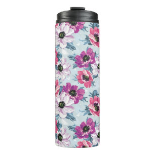 Garrafa Térmica Teste padrão de flores da cor da elegância no az