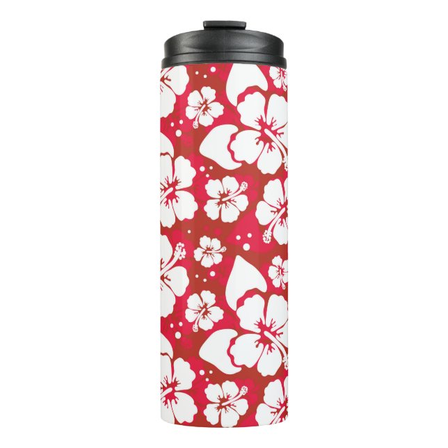 Garrafa Térmica Teste padrão de flores do hibiscus (Frente)